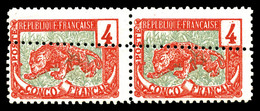 ** CONGO, N°29, 4c Rouge Et Ardoise, Double Piquage Horizontal Dont 1 à Cheval Sur Paire. TB   Qualité: ** - Neufs