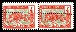 ** CONGO, N°29, 4c Rouge Et Ardoise, Double Piquage Horizontal Dont 1 à Cheval Sur Paire. TB   Qualité: ** - Unused Stamps