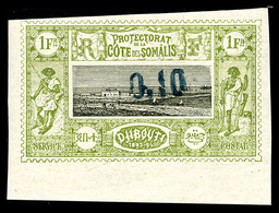 * COTE DES SOMALIS, N°24, 0.10 Sur 1F, Bas De Feuille, TTB (signé Brun)   Qualité: *   Cote: 130 Euros - Used Stamps