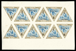 ** COTE DES SOMALIS, N°35, (Cote Maury), 5c Sur 25f Bistre Et Bleu En Feuille Complète De 12 Exemplaires, Fraîcheur Post - Used Stamps