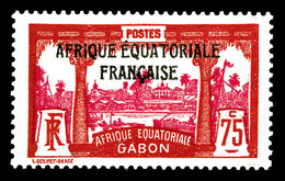 * GABON, N°110b, 75c. Rouge Et Roselilas, Sans Surcharge. SUP (signé Brun)   Qualité: *   Cote: 320 Euros - Usati