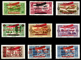 * GRAND LIBAN, Poste Aérienne, N°29/37, Série Complète Avec Surcharge Bilingue, Les 9 Valeurs TTB (certificat)   Qualité - Unused Stamps