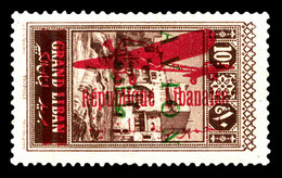 * GRAND LIBAN, Poste Aérienne, N°35a, Erreur, 10 Pi Brun Lilas, Surcharge 'AVION' En Vert. TTB (certificat)   Qualité: * - Unused Stamps