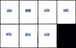 (*) GUADELOUPE, Poste Aérienne, N°6/12, Série Tchad Au Rhin En 7 épreuves D'Artiste En Bleu Outremer Sur Papier Filigran - Unused Stamps