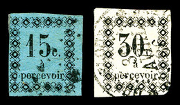 O GUADELOUPE, Taxe, N°4/5a, 15c. Noir Sur Bleu Pâle Et 30c Noir (sans Point Après C). TB   Qualité: O   Cote: 370 Euros - Unused Stamps