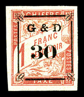 * GUADELOUPE, Taxe, N°14, 30 S. 1 F. Rose S. Paille. SUP (signé Brun, Certificat)   Qualité: *   Cote: 440 Euros - Nuovi