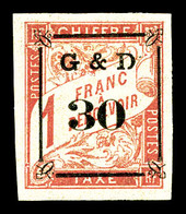 * GUADELOUPE, Taxe, N°14, 30 S. 1 F. Rose S. Paille. SUP (signé Brun, Certificat)   Qualité: *   Cote: 440 Euros - Unused Stamps