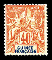 * GUINEE, N°10a, 40c Orange, Double Légende. SUP (certificat)   Qualité: *   Cote: 650 Euros - Unused Stamps