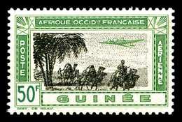 ** GUINEE, Poste Aérienne, N°17b, 50F Vertjaune Et Brunolive, Centre Doublé. SUP (certificat)   Qualité: **   Cote: 550  - Unused Stamps