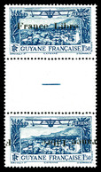 ** GUYANE, Poste Aérienne, N°29B Maury, 1F50 Bleu Surcharge 'FRANCE LIBRE' Renversée Et Déplacée Tenant à Normal Par Int - Used Stamps