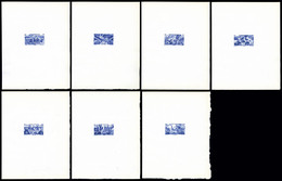 (*) GUYANE, Poste Aérienne, N°28/34, Série Tchad Au Rhin: Ensemble De 7 épreuves D'Artiste En Bleu Outremer Sur Papier F - Gebruikt