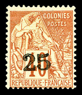 * MADAGASCAR, N°3, 25 Sur 40c Rougeorange, TTB (signé Brun/certificat)   Qualité: *   Cote: 800 Euros - Used Stamps