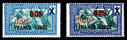 ** MADAGASCAR, N°241A, 0.50 S 0.05 S 1c Bleu Clair Et Vertbleu, Tirage 375 Ex. SUP. R. (certificat)   Qualité: ** - Used Stamps