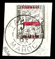 O MAROC BUREAUX Français, N°9, 5c Noir Surchargé Bdf Sur Son Support. SUP. R. (signé Calves/certificat)   Qualité: O   C - Used Stamps