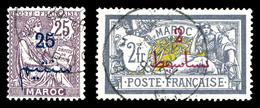 O MAROC BUREAUX Français, N°45b/52b, Les 2 Exemplaires Sans Surcharges Protectora Francais. TB   Qualité: O   Cote: 200  - Used Stamps