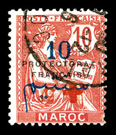 O MAROC BUREAUX Français, N°57d, +5c Sur 10c, Surcharge Renversée. TTB (signé)   Qualité: O   Cote: 300 Euros - Used Stamps