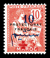 ** MAROC BUREAUX Français, N°58, +5c Sur 10c, Fraîcheur Postale, SUP (certificat)   Qualité: **   Cote: 676 Euros - Used Stamps