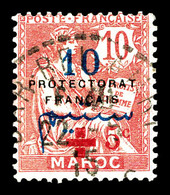 O MAROC BUREAUX Français, N°58a, +5c Sur 10c, Chiffres écartés, Oblitération Légère. SUP (signé/certificat)   Qualité: O - Used Stamps