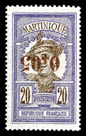 ** MARTINIQUE, N°106a, 5c Sur 20c Violet: Surcharge Renversée, TB (signé Calves)   Qualité: **   Cote: 200 Euros - Oblitérés