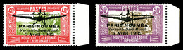 * NOUVELLE CALEDONIE, Poste Aérienne, N°1/2, 40c Rouge Et Olive Et 50c Lilas Et Sépia, La Paire Bdf. TTB (signée/certifi - Unused Stamps