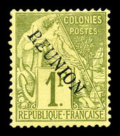 * REUNION, N°28, 1f Olive. TB (certificat)   Qualité: *   Cote: 650 Euros - Unused Stamps