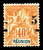 * REUNION, N°52aB, 5c Sur 40c Sans Trait Sur L'ancienne Valeur. TB   Qualité: *   Cote: 300 Euros - Unused Stamps