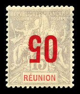 * REUNION, N°73a, 05 Sur 15c: Surcharge Renversée. TB (signé Brun)   Qualité: *   Cote: 240 Euros - Unused Stamps