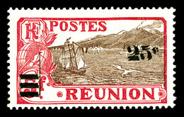 * REUNION, N°103a, 25c Sur 5f Rose Et Brunlilas: Double Surcharge. TB   Qualité: *   Cote: 150 Euros - Unused Stamps