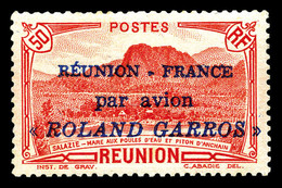 ** REUNION, Poste Aérienne, N°1, 50c Rouge Surchargé 'ROLAND GARROS', TTB (signé Brun)   Qualité: **   Cote: 468 Euros - Unused Stamps