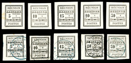 REUNION, Taxe, N°1/5, 2 Séries Complètes En Neuf Et Obl, Tous TB  Cote: 425 Euros - Unused Stamps