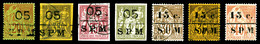 O SAINT PIERRE ET MIQUELON, N°8/14, Colonies Françaises Surchargés 188591, 7 Timbres Dont N° 14 Neuf*. TB (certificat)   - Used Stamps
