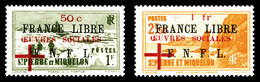 ** SAINT PIERRE ET MIQUELON, N°310/11, Paire Surchargée 'Oeuvres Sociales', Les 2 Ex SUP (signé Calves)   Qualité: **    - Used Stamps