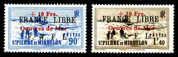 * SAINT PIERRE ET MIQUELON, N°311A/B, Paire Surchargée 'Oeuvres De Mer', TTB (certificat)   Qualité: *   Cote: 500 Euros - Used Stamps