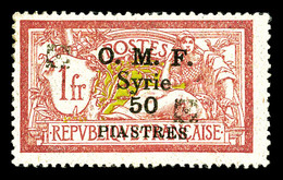 * SYRIE, N°55, 50 Pi Sur 1f, Double Fleuron Noir. SUPERBE. R.R. (signé Brun/certificat)   Qualité: *   Cote: 2000 Euros - Oblitérés