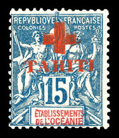 ** TAHITI, N°34, 15c Bleu, Fraîcheur Postale. SUP (signé Margues/certificat)   Qualité: **   Cote: 600 Euros - Gebruikt