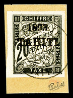 O TAHITI, Taxe, N°21, 20c Noir Surchargé Obl Càd Papeete Sur Son Support, SUP (signé Calves/certificat)   Qualité: O   C - Used Stamps