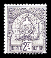 * TUNISIE, N°27, 2f Violetgris, Quasi **. TB   Qualité: *   Cote: 200 Euros - Unused Stamps