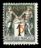 * ZANZIBAR, N°12a, 1/2a Et 5 Sur 1c Noir Sur Azuré Type II, TTB   Qualité: *   Cote: 330 Euros - Unused Stamps