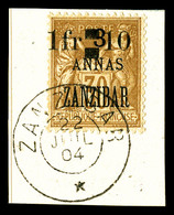 O ZANZIBAR, N°61, 1 Fr Et 10 Sur 3 A Sur 30c Obl Cad Du 22.07.1904 Sur Son Support. TTB (signé/certificat)   Qualité: O  - Ungebraucht