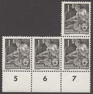DDR, 1953, Fünfjahrplan II, MiNr. 405, **, X II, Bogenunterrandstück (4) - Altri & Non Classificati