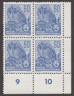 DDR, 1953, Fünfjahrplan II, MiNr. 420, **, X II, Viererblock Vom Eckrand R.u. - Altri & Non Classificati