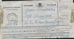 Télégramme Obl. Télégraphique BOITSFORT BOSCHVOORDE 1911 (pli) (963) - Telegramas