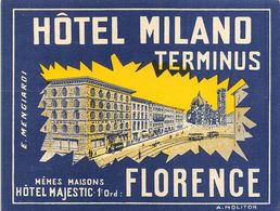 D7548 "ITALIA - LOMBARDIA - FIRENZE - HOTEL MILANO TERMINUS" TRAM WAY. ETIC. ORIG. LUGGAGE LABEL - Etiquettes D'hotels