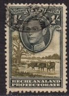 Bechuanaland Protectorate - 1938 KGVI 1s Black & Brown-olive (o) # SG 125 - 1885-1964 Protectorado De Bechuanaland