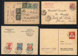 14 GERMANY: 2 Postal Cards Sent To Brazil + Card With Good Postage + Sheet With Commemorative Set Of The Weimar Expositi - Sonstige & Ohne Zuordnung