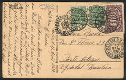 22 GERMANY: Card Sent From Leipzig To Porto Alegre On 28/AP/1923 With INFLA Postage Of 180Mk., VF Quality! - Andere & Zonder Classificatie