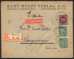 23 GERMANY: Registered Cover Sent From München To Langenargen On 11/MAY/1923 With INFLA Postage For 180Mk., VF Quality! - Sonstige & Ohne Zuordnung