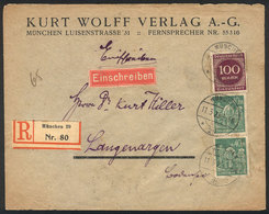 23 GERMANY: Registered Cover Sent From München To Langenargen On 11/MAY/1923 With INFLA Postage For 180Mk., VF Quality! - Other & Unclassified