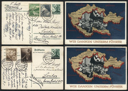 42 GERMANY: 2 Postal Cards Illustrated On Back (Nazi Motif, One Overprinted), With Additional Postage, Sent From Magdebu - Andere & Zonder Classificatie