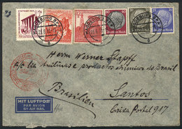 54 GERMANY: Airmail Cover Sent From Hamburg To Brazil On 28/JUN/1939, Nice Multicolored Postage! - Altri & Non Classificati